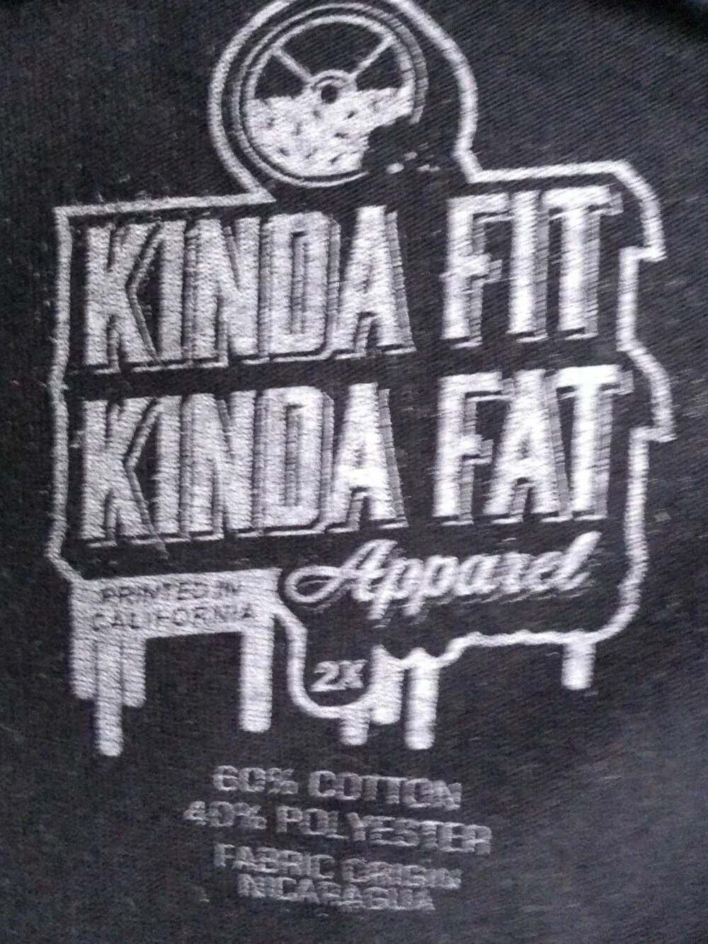 KINDA FIT KINDA FAT Men's Muscle Tee Sleeveless Black w/Logo 2X